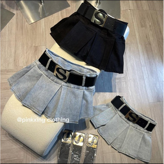 Pinkxingclothing - chân váy xếp ly kèm đai