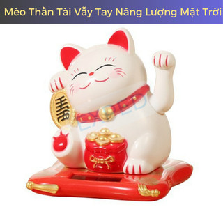 [FreeShip] Mèo thần tài may mắn vẫy tay chạy bằng năng lượng mặt trời