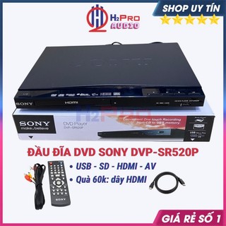 Đầu Đĩa Dvd Sony 520P Hdmi - Usb - SD - CD, Đầu Dvd Sony DVP-SR520P Karaoke Cao Cấp, Quà 60K Dây HDMI-H2Pro Audio