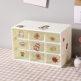  kệ tủ hộp nhựa đa năng 9 ngăn để bàn  MÀU TRẮNG sữa  