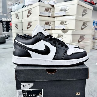 Giày jordan cổ thấp đen trắng nam nữ, giày jodan 1 low panda đen trắng da trơn - da nỉ bản classic full box bill