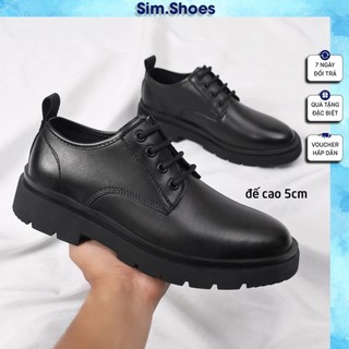 Giày Da Nam Cổ Cao chunky derby tây công sở nam, Giày đốc Drr Martens tăng chiều cao 5cm lịch lãm