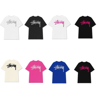 Áo thun nam nữ dáng rộng , áo thun oversize Stusssy in hoạ tiết sau lưng kim tuyến
