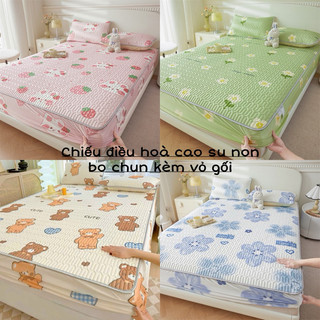  Chiếu Điều Hòa Cao Su Non Latex  5D 3D Bo Chun Bọc Đệm Đến Đệm 30cm Mềm Mại Mát Mẻ Phù Hợp Với Mùa Hè 