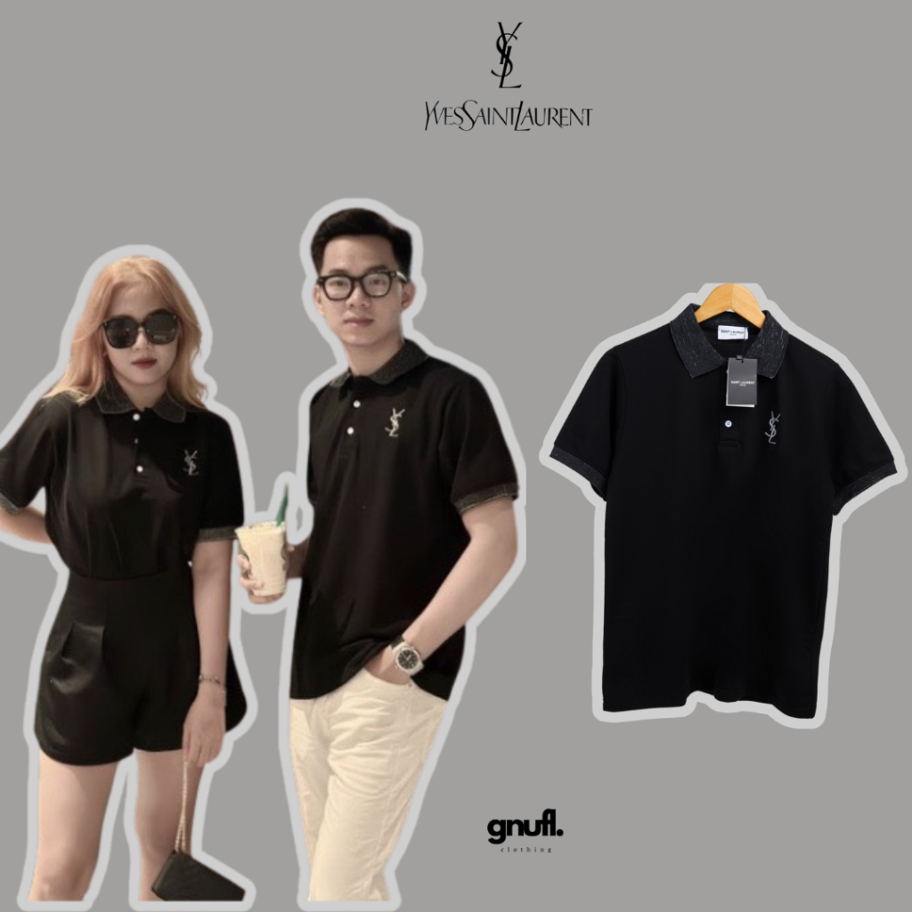 ⚡️[Best Quality] - Áo Polo YSL Saint Lau.rent Basic Embroidered Logo, Áo Polo YSL Cao Cấp Full Tag Mác, Túi Zip