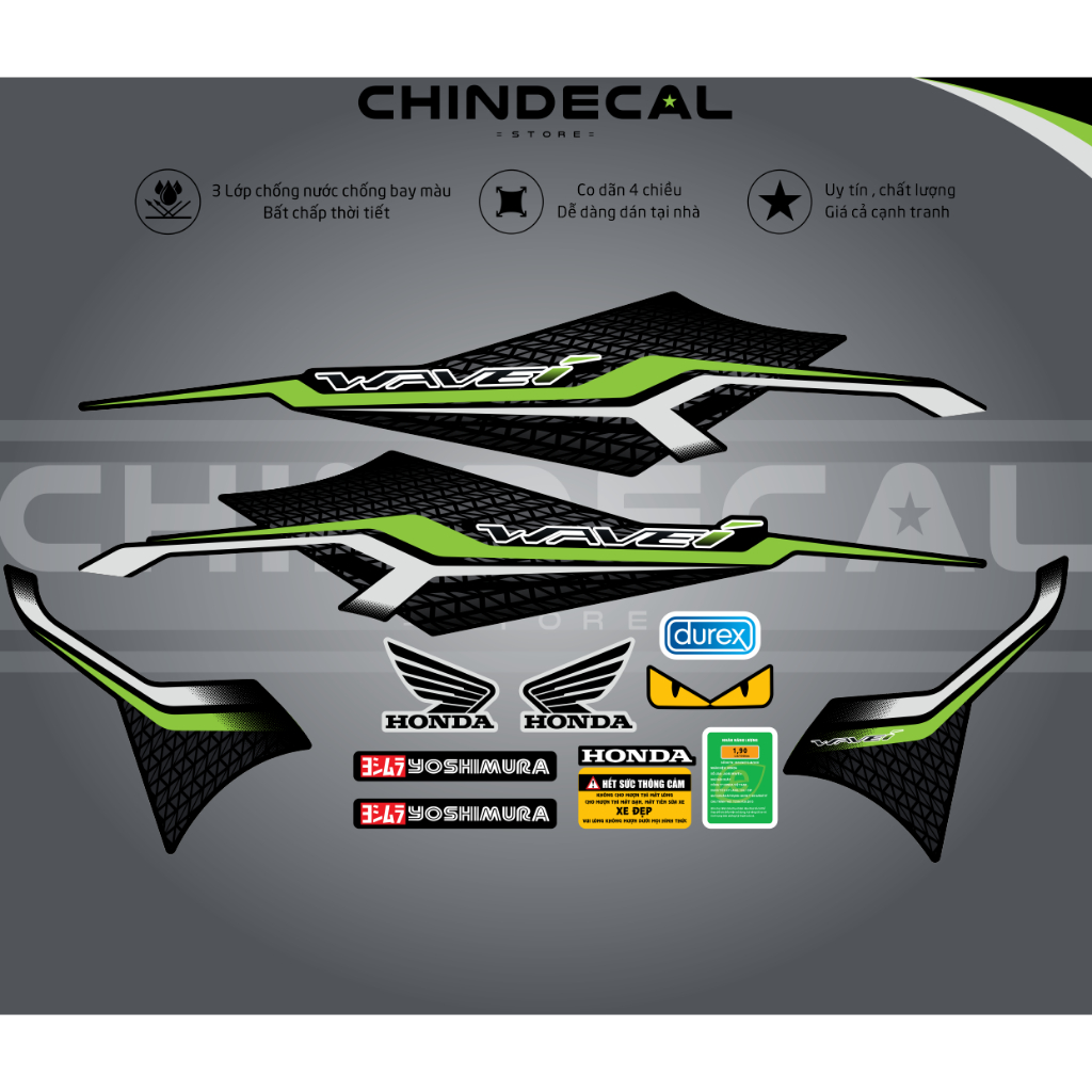 Tem Wave Alpha mode Wave i | Tặng tem cảnh báo , nhãn năng lượng , Sticker ...| Chống nước chống bay màu | 831332 612636