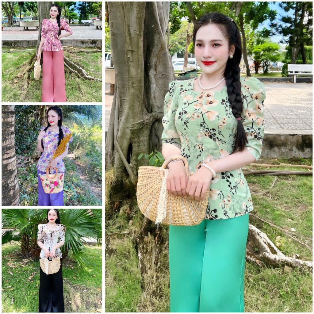 BỘ BÀ BA CỔ VUÔNG LỤA MANGO CỰC DỄ THƯƠNG (CÓ SZ THEO KÍCH CỠ)