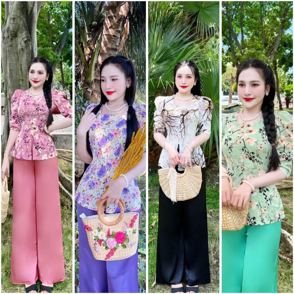 BỘ BÀ BA CỔ VUÔNG LỤA MANGO CỰC DỄ THƯƠNG (CÓ SZ THEO KÍCH CỠ)