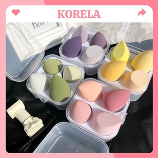 Hộp 4 mút tán kem nền siêu mềm mịn hình giọt nước chuyên dùng cho makeup trang điểm KORELA MTĐ01