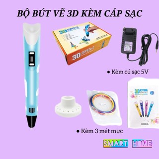 Bút Vẽ 3D Sống Động Nhiệt Độ Cao PLA Kèm 3m Vật Liệu Và Cáp Sạc
