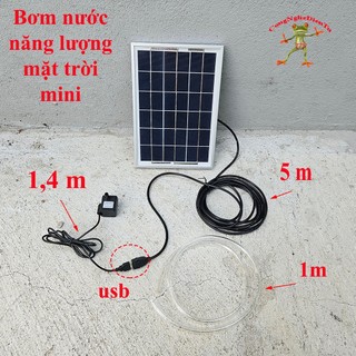 (jack USB ) Bộ máy bơm nước mini năng lượng mặt trời Brushless motor (khung pin nhôm)