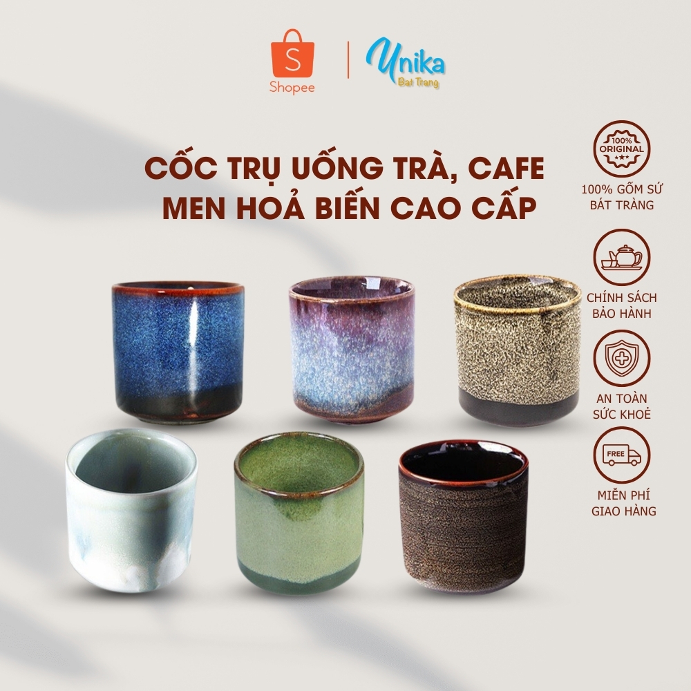 Cốc trụ uống trà cafe gốm sứ cao cấp 7x7 - Ly trà cao cấp - Tách cafe 7x7 Bát Tràng