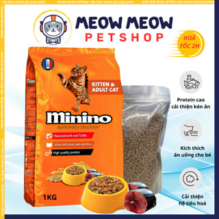 [TÚI 1KG] Hạt cho mèo MININO TUNA TÚI 1KG. Thức ăn khô dinh dưỡng cho mèo MININO vị Cá ngừ.
