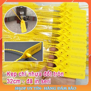 Gói 50 Dây Nhựa Khóa Niêm Phong Đốt Tròn 32cm đã in số seri, niêm phong xe, cửa kho, kẹp chì tạm