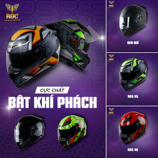 Mũ nón bảo hiểm fullface thể thao roc 05 với 2 kính - tem chính hãng và bảo hành 24 tháng tặng khăn trùm ninja