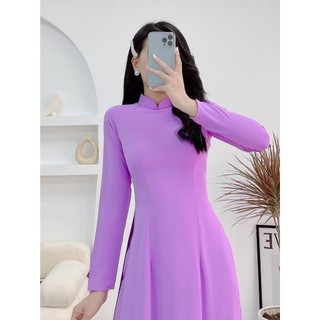 Áo dài tím cà trơn lụa Mỹ