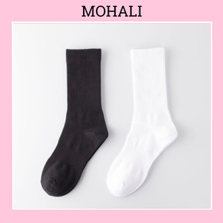 Tất trơn cổ cao dệt kim đen trắng cotton cao cấp thời trang hàn quốc giá rẻ dành cho nam nữ MOHALI VC065