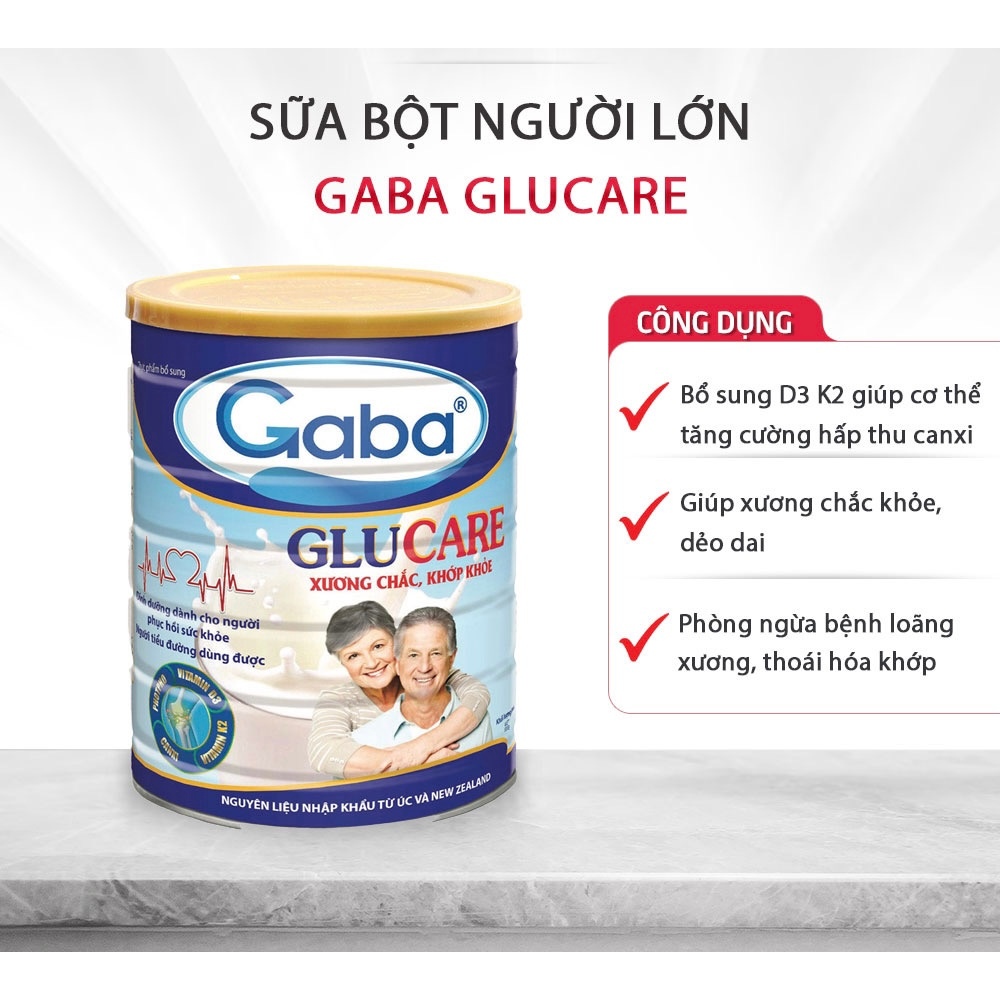 Sữa Bột Tiểu Đường Gaba GluCare Bổ Sung Vitamin Bồi Bổ Sức Khoẻ, Thơm, Có Vị Ngọt Nhẹ