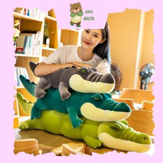 GỐi Ôm Cá Sấu Sâu Chúa Xanh Dài Size Siêu To Vải Nhung Mịn Misino Hàn Quốc Cao Cấp NUTA Cho Bé