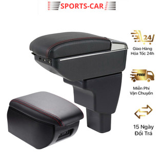 Hộp Tỳ Tay Xe Grand i10 2014-2020 màu đen, có cổng USB lắp đặt dễ dàng