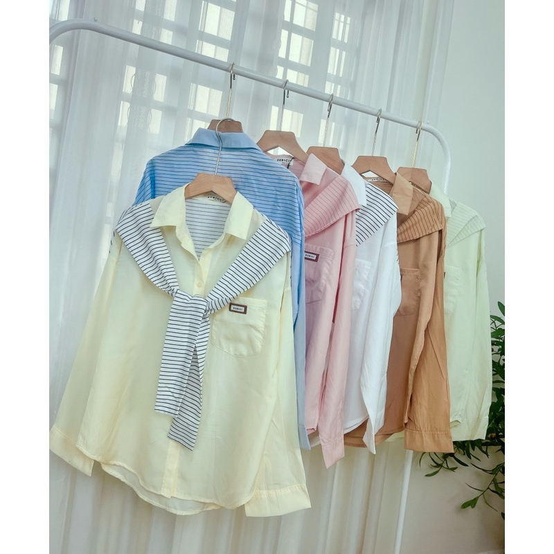Áo Sơmi Nữ Dài Tay Thủ Thuỷ Form Rộng Hàn Quốc-Áo Sơ Mi Công Sở Xinh Xắn