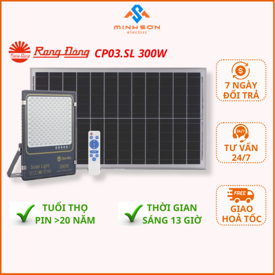 Đèn Năng Lượng Mặt Trời Rạng Đông Cảm Biến Chuyển Động Model CP03.SL.RAD.V2 100w 200W 300w