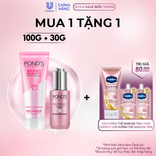  Bộ 1 Sữa rửa mặt và 1 Serum sáng da ngày/đêm Pond's Bright Miracle mờ thâm sạm với 50X Niasorcinol 100G+30G