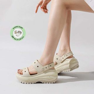  Dép sandal bánh mì cross mega crush cao 8cm nhựa đi mưa cho nữ,tặng stic màu kem 