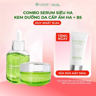 Bộ đôi phục hồi & dưỡng sáng Kem dưỡng LAGUMI Calendula B5 30gr và Serum LAGUMI Super HA 30ml an toàn & lành tính