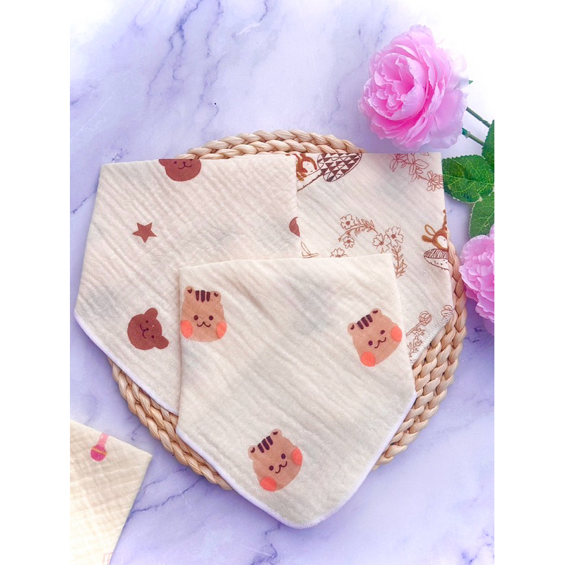 Set 5c yếm tam giác xô muslin cao cấp cho bé trai bé gái