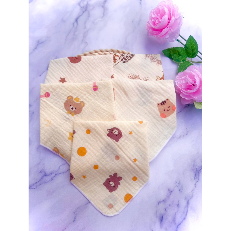 Set 5c yếm tam giác xô muslin cao cấp cho bé trai bé gái