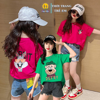 Áo phông bé gái mùa hè size đại FAMBY áo cotton form rộng thời trang trẻ em