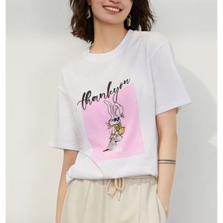 Áo thun nữ form vừa màu trắng, In hình THANKYOU, chất vải cotton 100% thoáng mát, co giãn 4 chiều, mềm mịn.