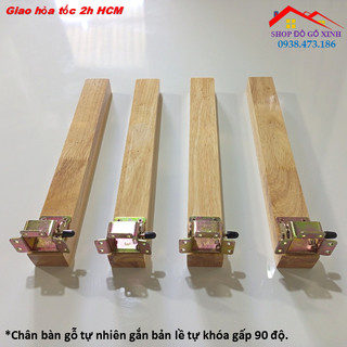 Bộ 4 chân bàn gỗ cao 40cm, 45cm, 50cm, 55cm (chân gỗ gắn bản lề gập thông minh rất chắc chắn, độ bền cao, không rỉ)