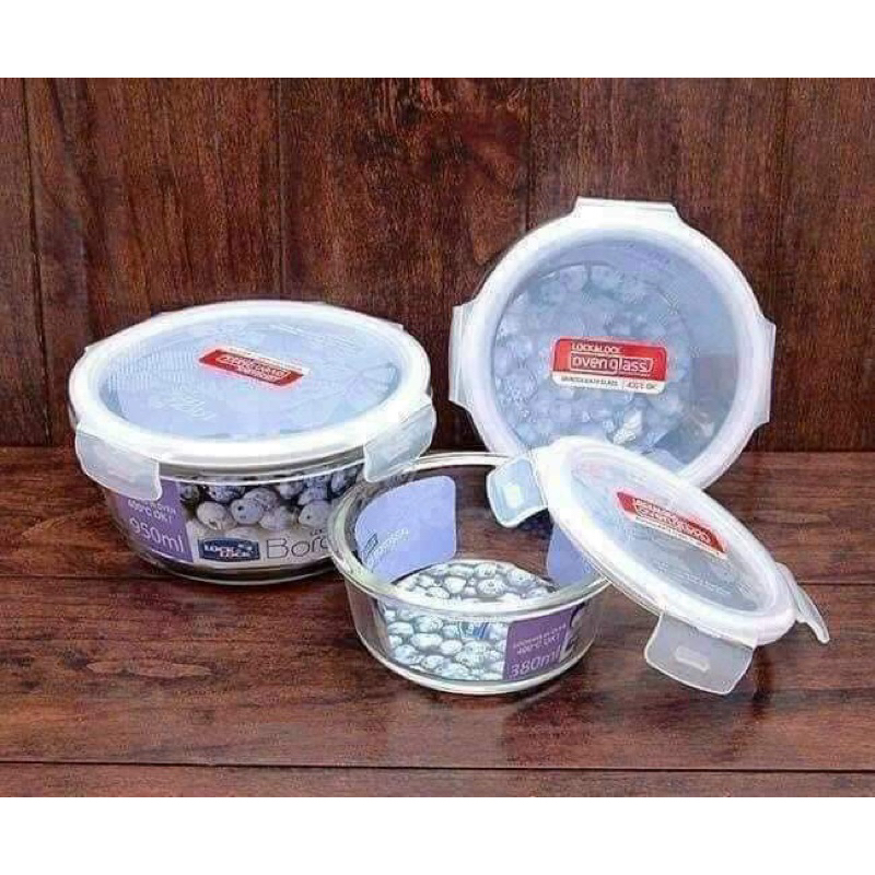 set 3 Hộp thuỷ tinh size lớn 950ml  Lock&Lock