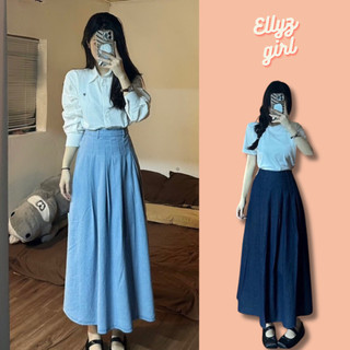 Chân váy dáng dài jean cạp chun- ellyz cv3304_p10k8