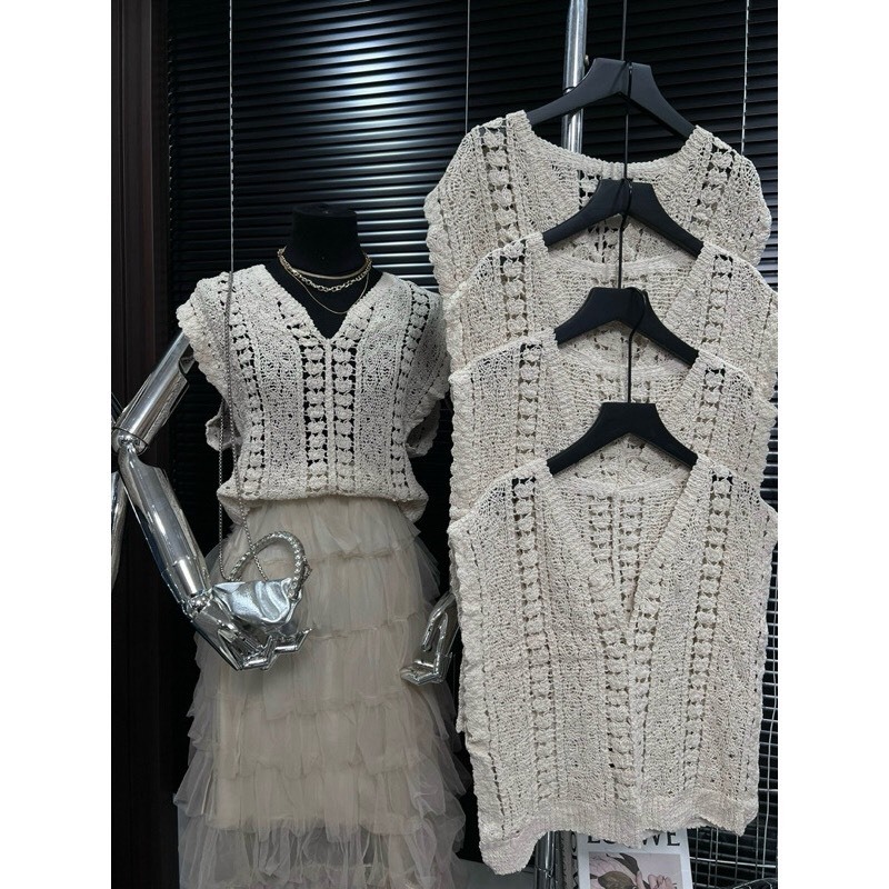 Áo Lưới Dệt Kim, Áo Sát Nách Cổ Tay Cánh Dơi Phối Áo 2 Dây Đi Biển Mùa Hè Phong Cách Vintage Hot Trend 2024 Nanganhchuye | BigBuy360 - bigbuy360.vn