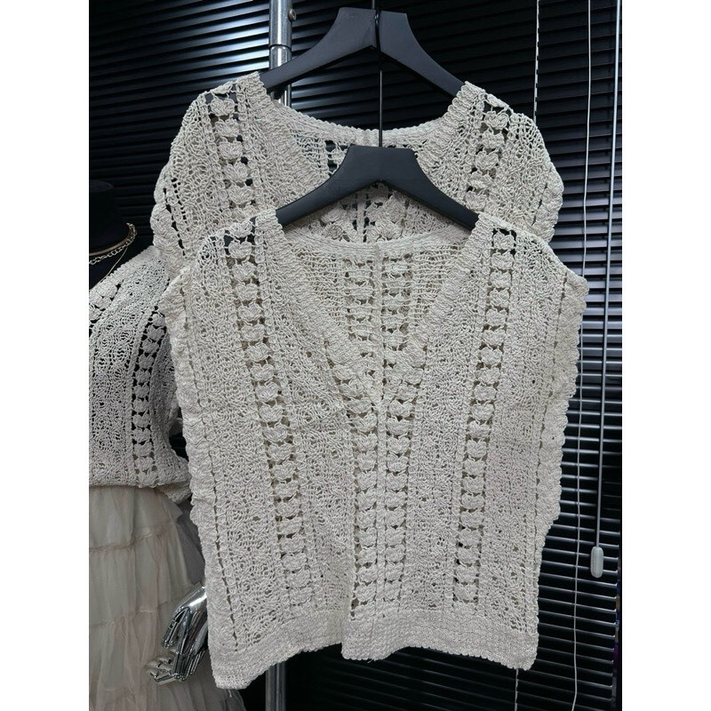 Áo Lưới Dệt Kim, Áo Sát Nách Cổ Tay Cánh Dơi Phối Áo 2 Dây Đi Biển Mùa Hè Phong Cách Vintage Hot Trend 2024 Nanganhchuye | BigBuy360 - bigbuy360.vn
