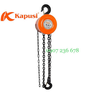 Pa lăng xích KAPUSI Japan 1 tấn dài 5m xích hợp kim thép cứng chắc chịu tải lớn, Ba lăng xích