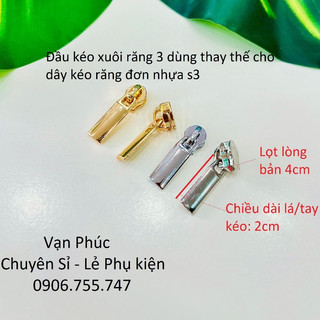 Bộ đầu kéo kèm tay kéo hợp kim răng đơn số 3 dùng làm phụ kiện Balo/Túi xách,...