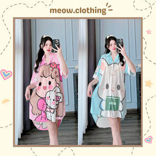 Đầm Ngủ Sơmi, Váy Mặc Nhà Hoạ Tiết Siêu Xinh Chất Liệu Mango Mềm Mịn 🌈