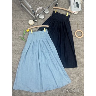 Chân váy jean dáng dài lưng chun Basic - Heppy CV3304_P10K8
