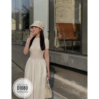 BIGSIZE Đầm thun tay ngắn D1080