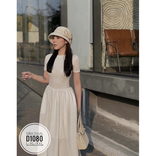 BIGSIZE Đầm thun tay ngắn D1080