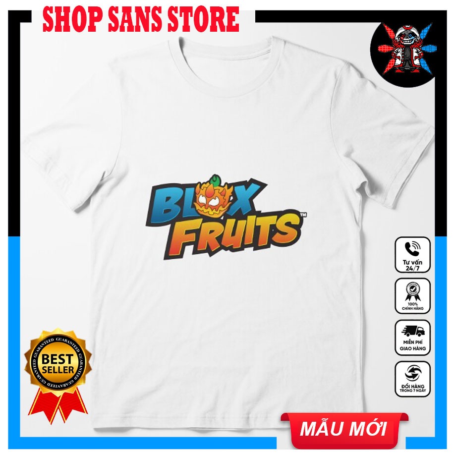 Áo thun game blox fruit áo trắng in hình blox fruit hình các tuyệt chiêu và trái Ma