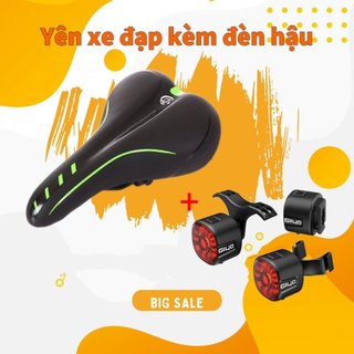 Combo yên xe đạp kèm đèn hậu treo sau trước xe đạp siêu đẹp