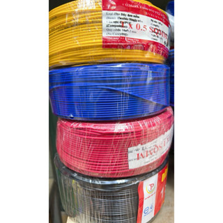Dây điện đơn mềm 1x0,3 1x0.5mm2 1x0.75mm2 1x1 1x1,5 lõi đồng đỏ 100% đủ màu đủ100m