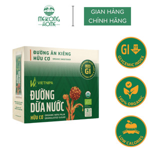 Đường dừa nước Vietnipa thành phần hữu cơ, vị ngọt thanh dịu, thích hợp người ăn kiêng - Hộp 10 gói