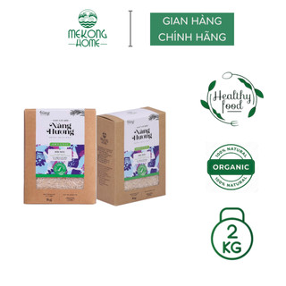 Gạo xát dối Mekong Home 100% Organic, gạo chuẩn vị Nàng Hương, ngọt, thơm, giữ trọn lớp cám - 2kg