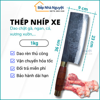 Dao lọc trâu, bò, xườn,... thép trắng không rỉ, rèn thủ công làng nghề rèn lý nhân - Nguyệt Dao Bếp